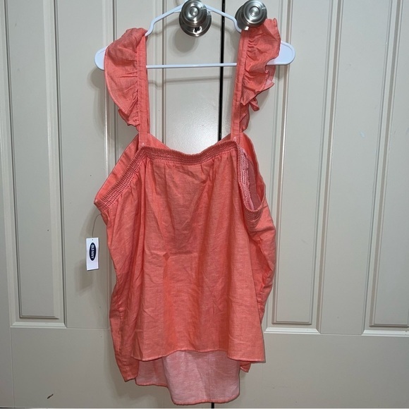 NWT Old Navy Coral Sleeveless Ruffle-Trim Linen-Blend Women’s Top Size XXL - Picture 8 of 14